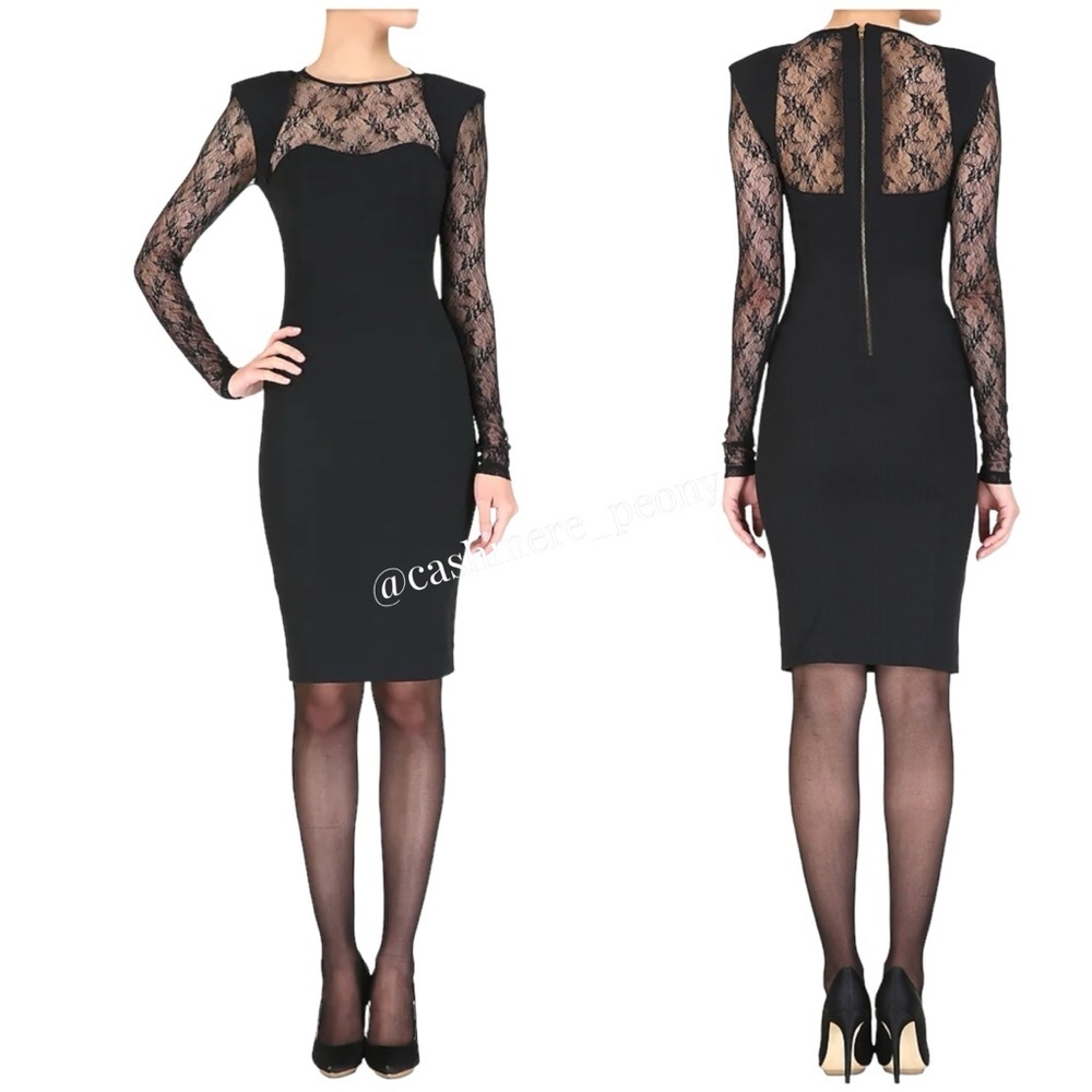 French Connection Black Lace Bodycon Sexy Mini Dress Size 0